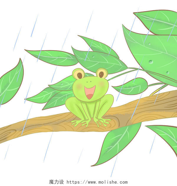 夏天夏日节气树枝上的青蛙